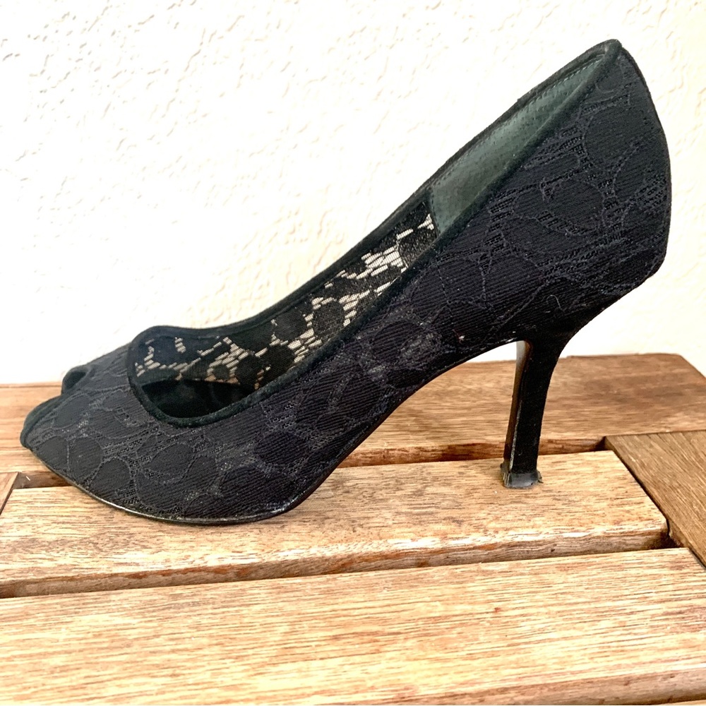 Nine West Black Lace peep toe pumps 6